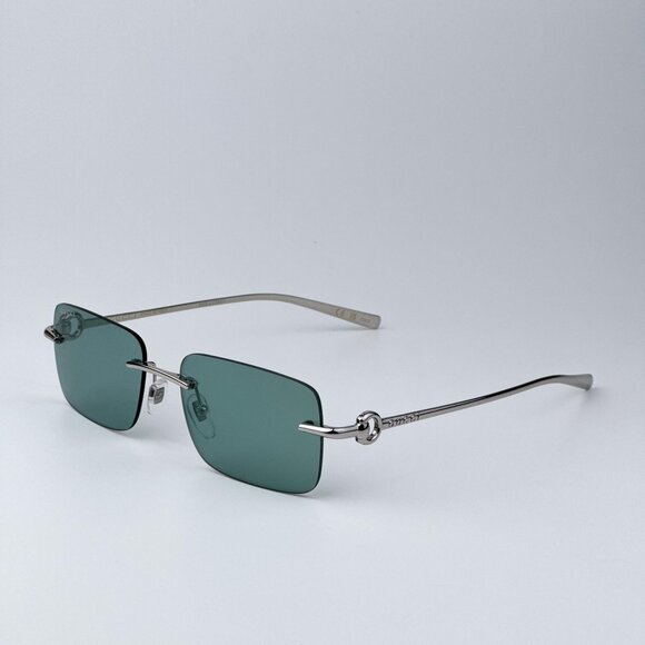 Gucci GG1703S 002 Men BRAND NEW Sunglasses Silver Green Mirror Rectangle - Picture 6 of 14